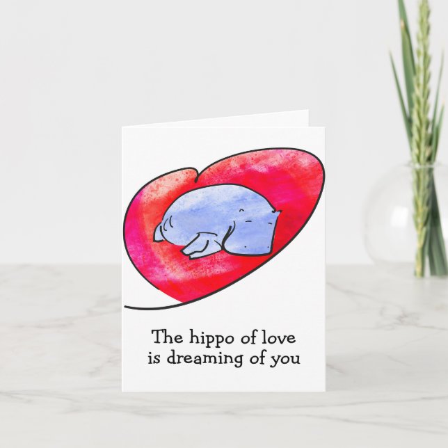 Romantic hippo card (Front)