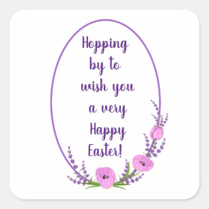 Romantic holiday wreaths  Tulip flowers Easter   Square Sticker
