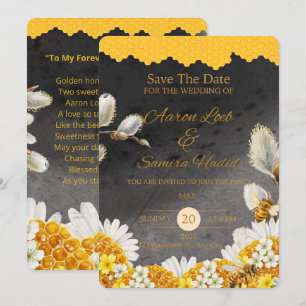 Romantic Honey Floral Save the Date Invitation