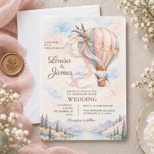 Romantic Hot Air Balloon Adventure Wedding Invitation
