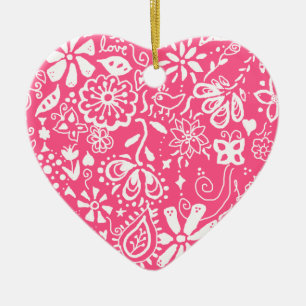 Romantic Hot Pink Love Heart Ornament Decoration