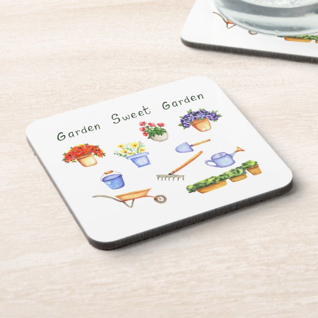 Romantic I love my fowers Minimalist Cute     Coaster (Left Side)