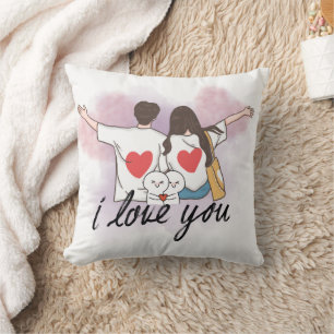 Romantic “I Love You” Couple Throw Pillow