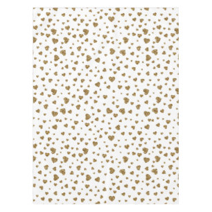 Romantic “I Love You” gold faux glitter hearts Tablecloth