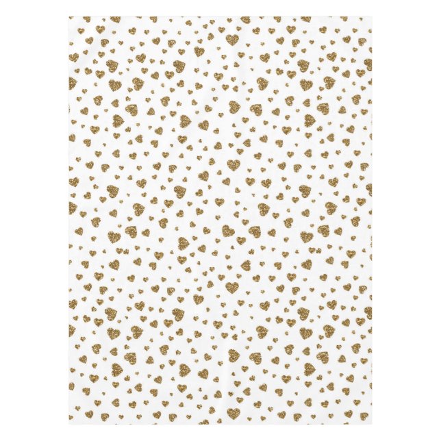 Romantic “I Love You” gold faux glitter hearts Tablecloth (Front)