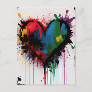 Romantic I Love You Heart Modern Graffiti Postcard