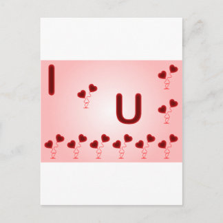Romantic I Love You illustration with red hearts Postcard