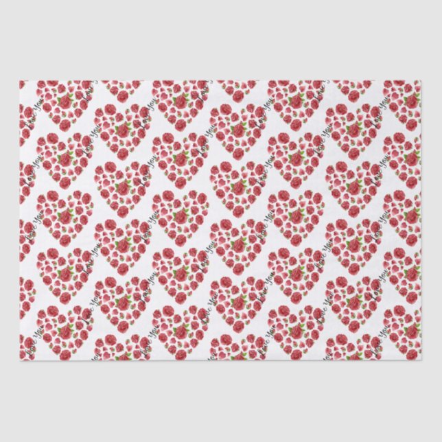 Romantic I Love You Red Roses Hearts  Tissue Paper (Front)
