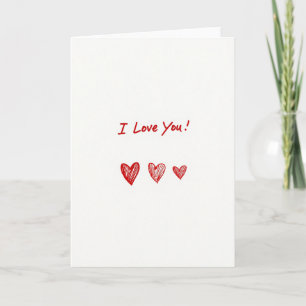 Romantic I Love You Sketch Hearts Card