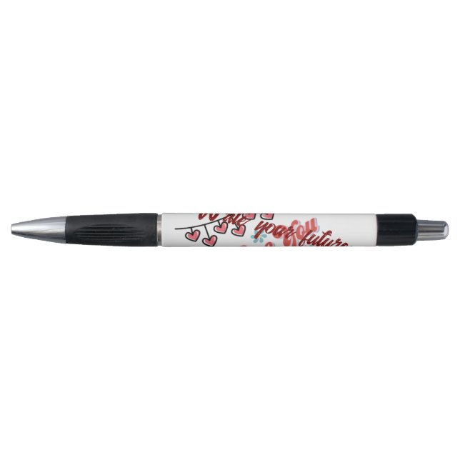 Romantic "I Love You" Wedding Pen – Red Script Des (Front)