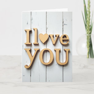 Romantic I Love You Wood Plank Card