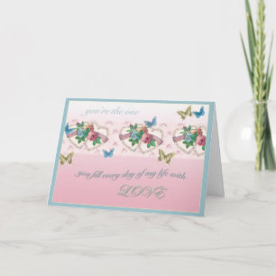 Romantic illustrated Valentine Loving Words Holiday Card