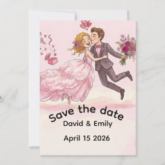 Romantic Illustrated Wedding Save the DaInvitation Invitation