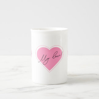 Romantic illustration My love! on a cup