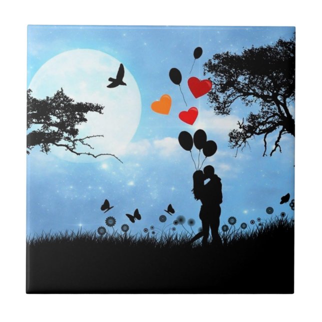Romantic - In Love - Add Your Text / Name Ceramic Tile (Front)