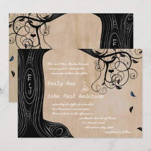 Romantic Initials in Tree Wedding Invite