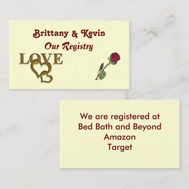 Romantic Interlocking Hearts & Red Rose Enclosure Card (Front/Back)