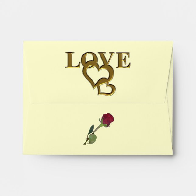 Romantic Interlocking Hearts & Red Rose Envelopes (Back (Top Flap))