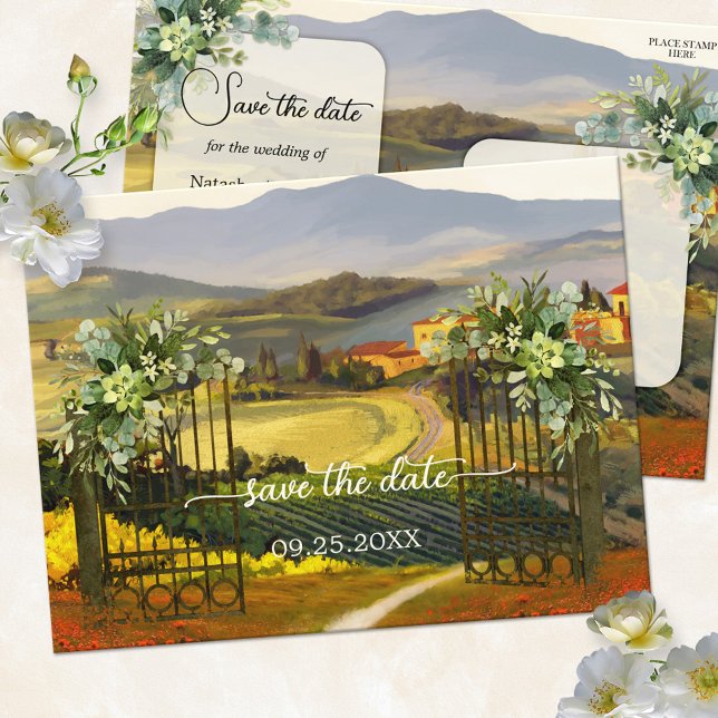 Romantic Italian Art Save the Date Postcard (Creator Uploaded)