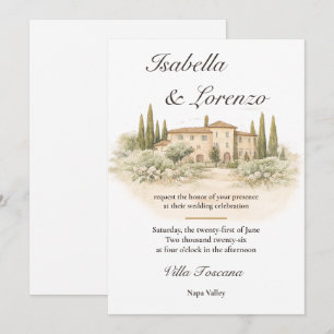 Romantic Italian Tuscan Villa Wedding Invitations