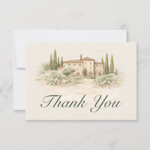 Romantic Italian Tuscan  Wedding Thank You Card