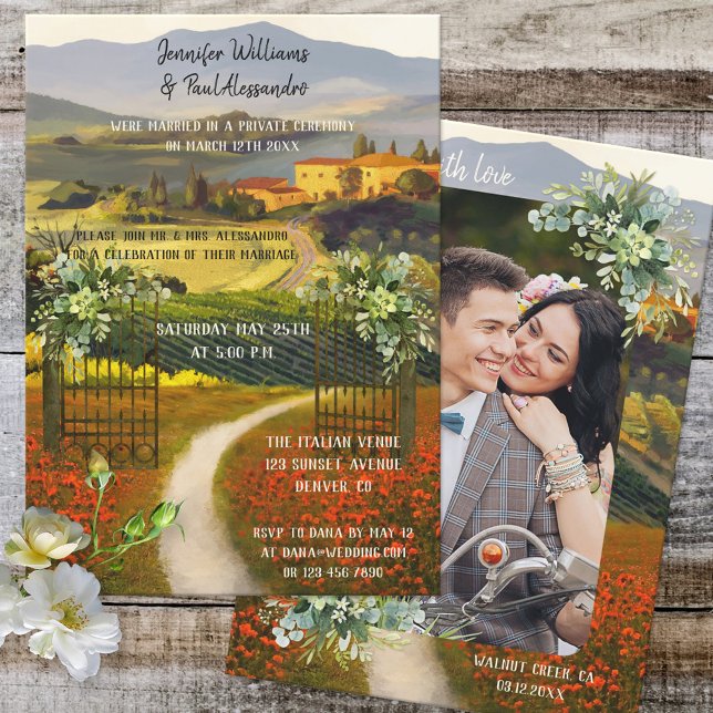 Romantic Italian Wedding Reception Custom Photo Invitation (Creator Uploaded)
