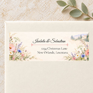 Romantic Italian Wildflower Wedding Return Address Label