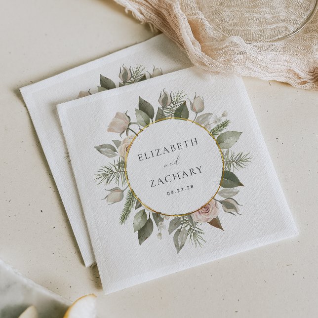 Romantic Ivory Floral Wreath Wedding Napkin (Creator Uploaded)