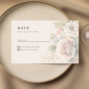 Romantic ivory pink blue summer floral RSVP Invitation