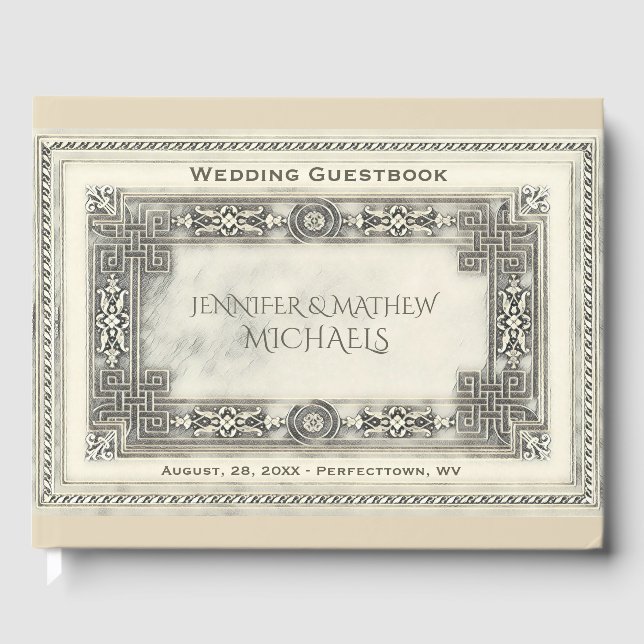 Romantic Ivory Vintage Look Guest Book (Front)