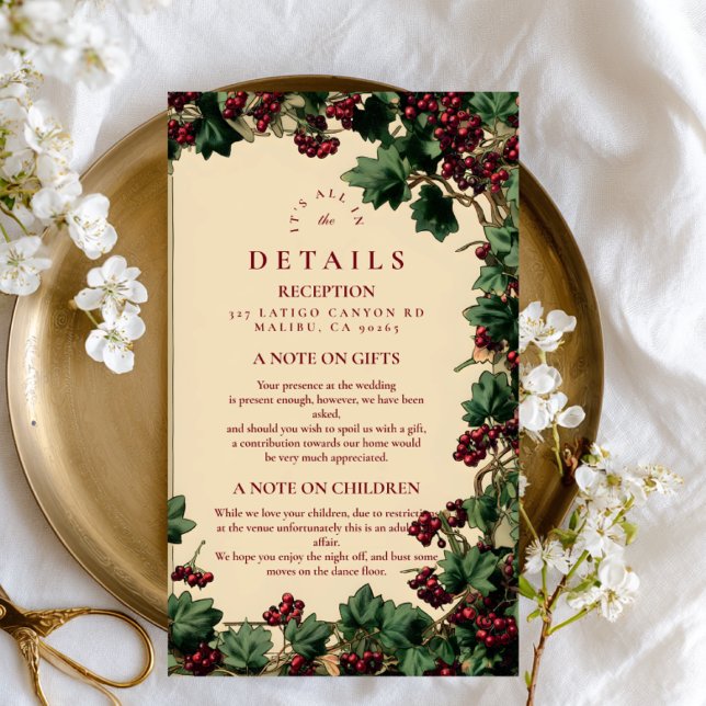 Romantic Ivy and Berry Wedding Enclosure Card (Creator Uploaded)