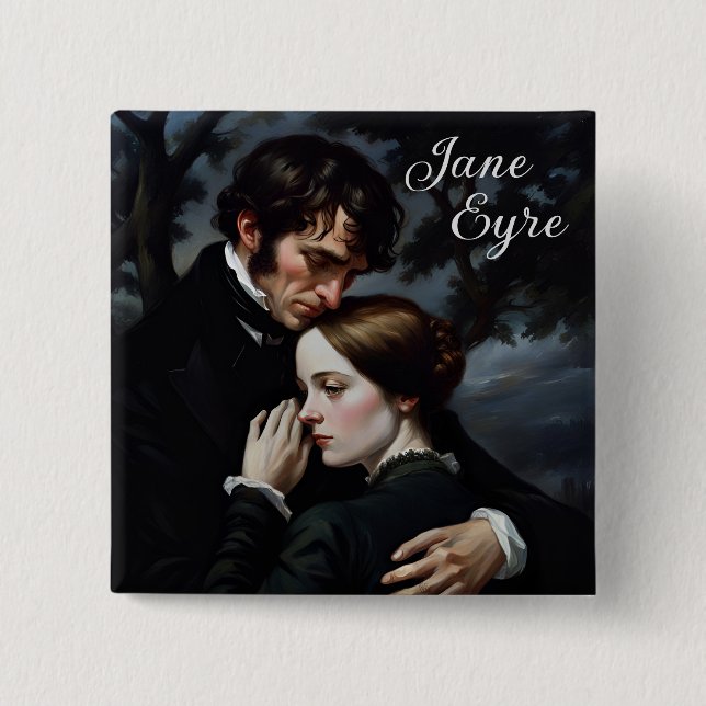Romantic Jane Eyre and Edward Rochester 15 Cm Square Badge (Front)