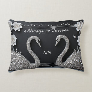 Romantic Jewelled Swan Couple For Wedding Decorative Cushion
