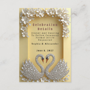 🌺 Romantic Jewelled Swans Crystal Mirror 💐 Enclosure Card