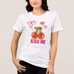 Romantic Kiss Me Typography Sweet Pink Red  Tri-Blend Shirt