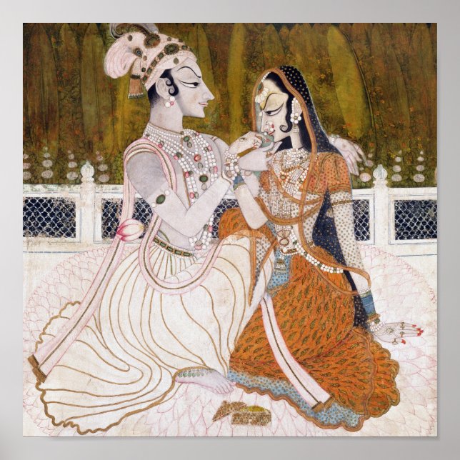 Romantic Krishna and Radha Painting Poster (Front)