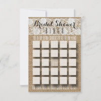 Romantic Lace and Burlap Bridal Shower Bingo