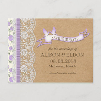 Romantic Lacey Dreams With Flowers Announcement Postcard