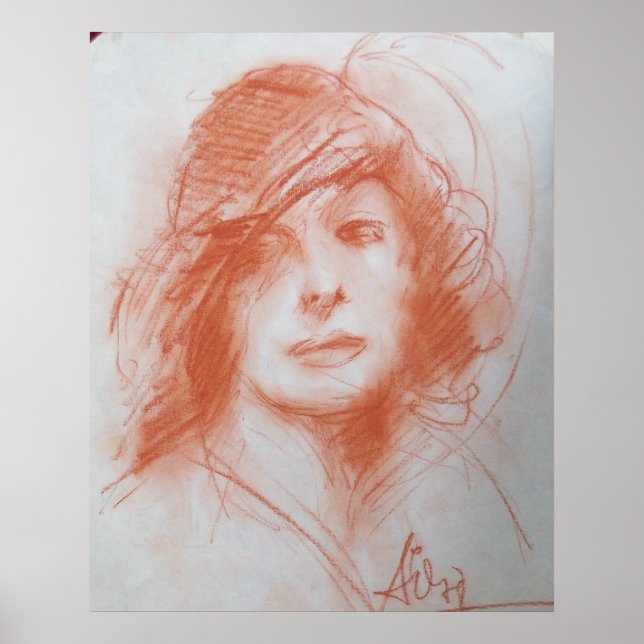 ROMANTIC LADY/ Sepia Brown Poster (Front)