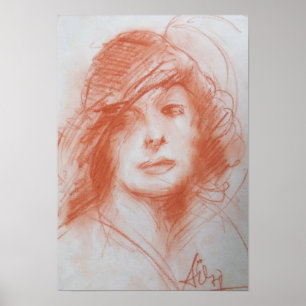 ROMANTIC LADY/ Sepia Brown Poster