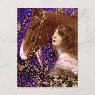 Romantic Lady with Horse Postcard