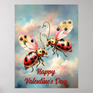 Romantic Ladybugs in Flight Poster