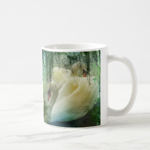 Romantic Lake Swimming White Swans Coffee Mug