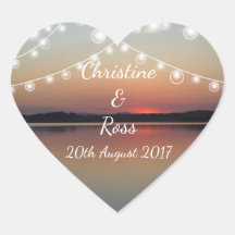 Romantic lake wedding heart sticker