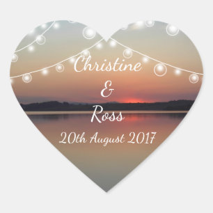 Romantic lake wedding heart sticker