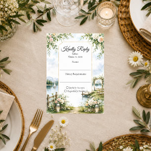 Romantic Lakeside Garden Elegance Wedding RSVP Card