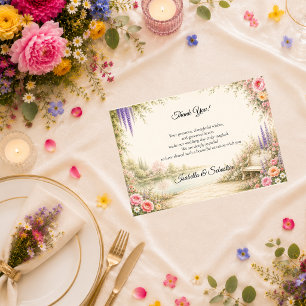 Romantic Lakeside Garden Serenity Wedding Thank You Card