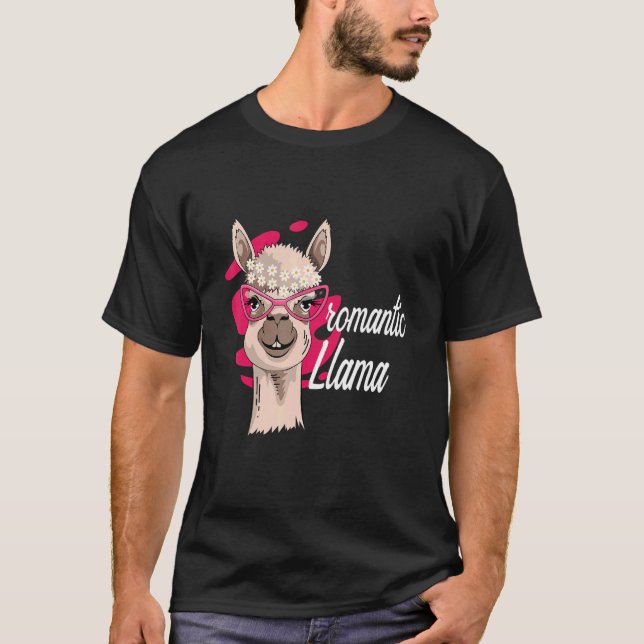 Romantic Lama  Farmer T-Shirt (Front)