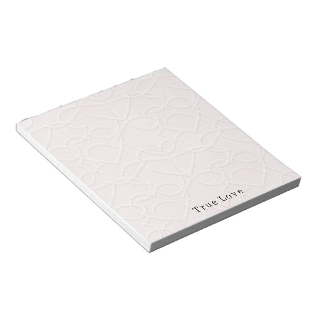 Romantic Large White Hearts Pink Valentine's Day Notepad (Angled)