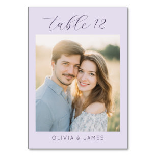 Romantic Lavender Elegant Photo Table Number